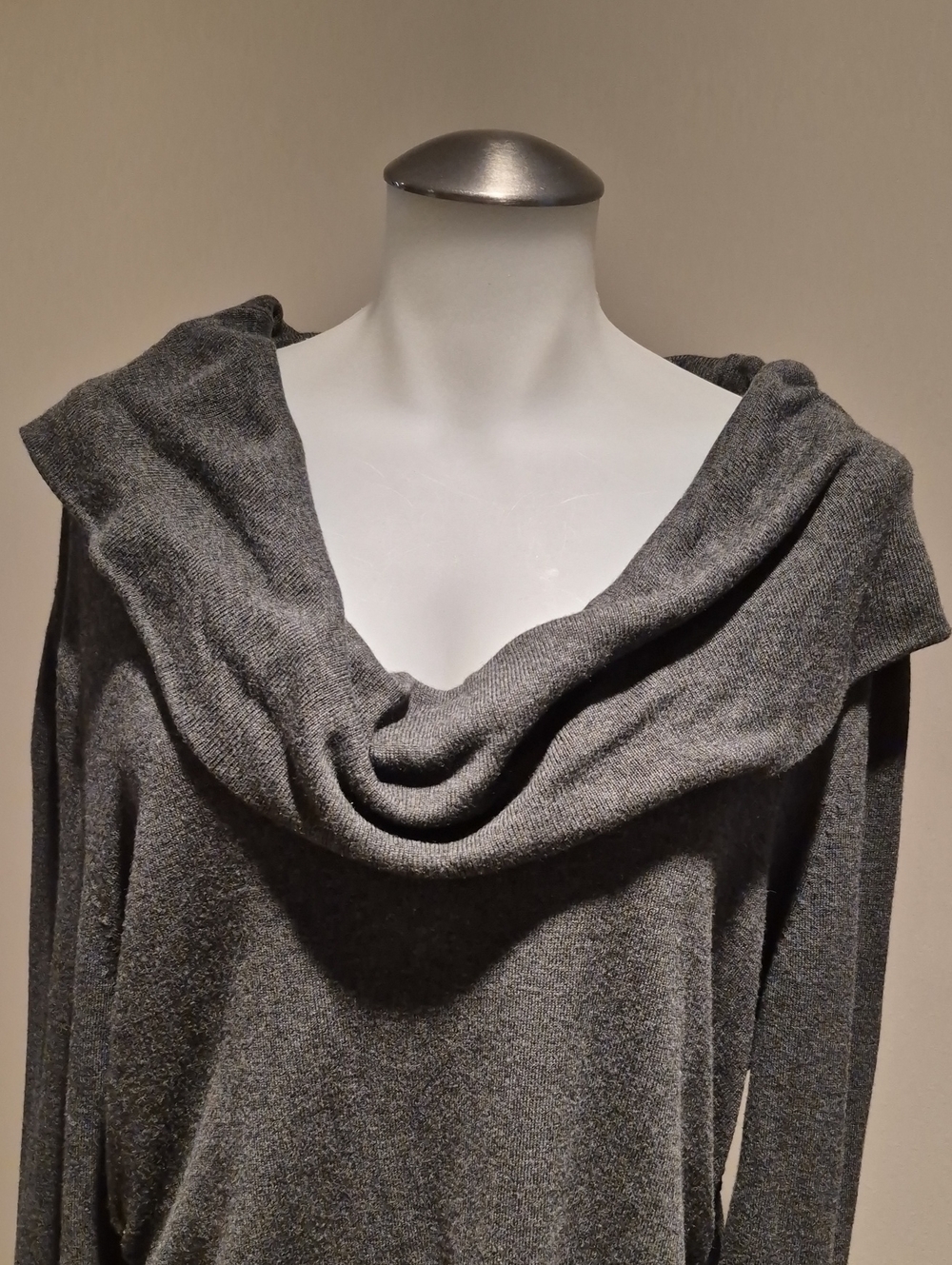 Lety & Me Draped Cowl-Neck Women's Sweater - Gray Black, Extra Large